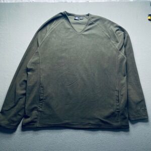 VTG Guess men fleece pullover olive‎ polyester XXL V neck raglan KAL retro cozy
